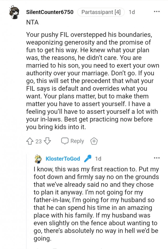 Asserting yourself a lot with your in-laws