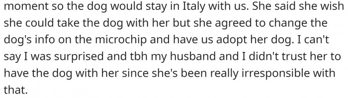 She changed the information on the microchip.