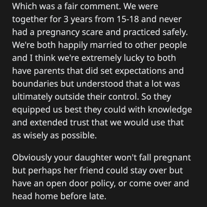 They said OP can and should enforce boundaries, but he has to face the reality that his children are growing up into their own person