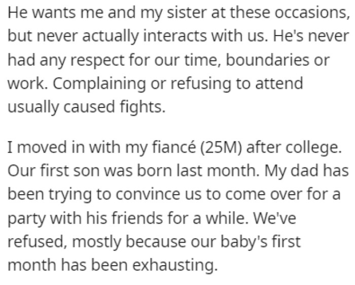 The thing that annoys OP the most is the fact that her father wants her and her sister to help out with everything