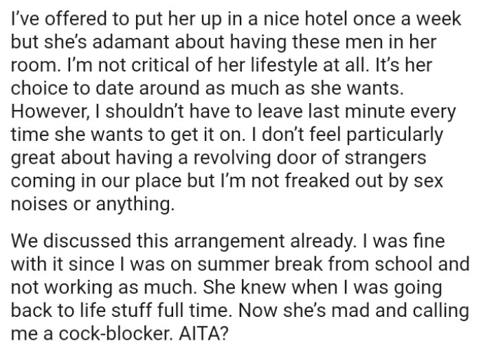 She knew when the OP was going back to life stuff full time