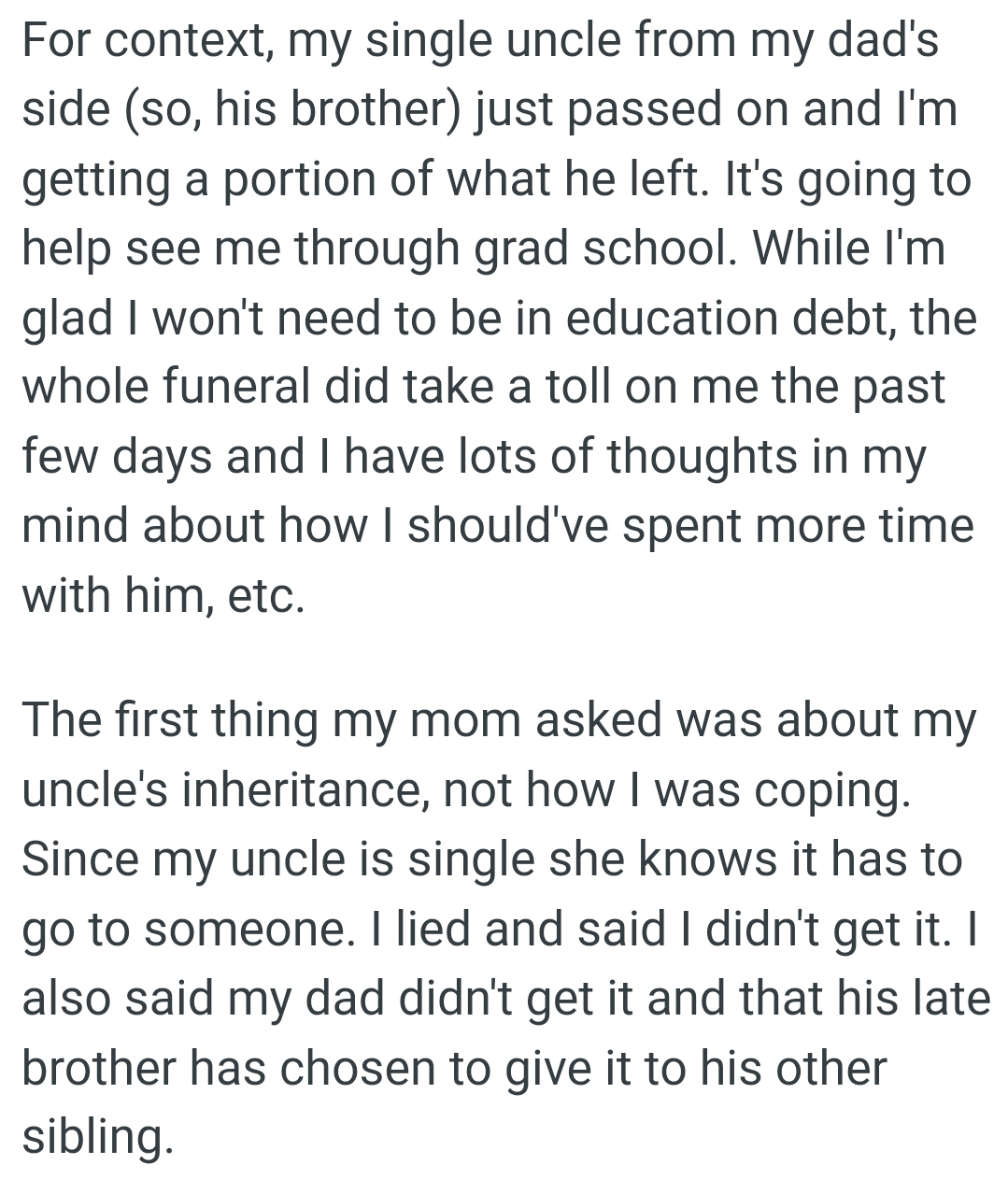 OP's Single Uncle Just Died