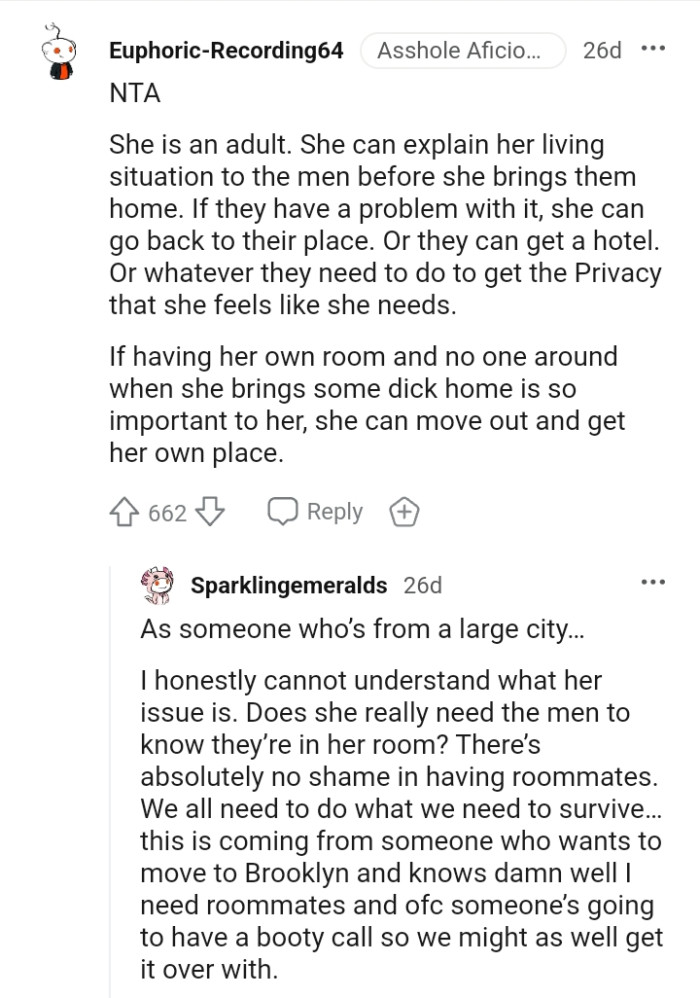 If they have a problem, she can go back to their place
