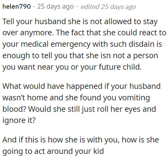 OP's medical emergency exposed her SIL's true character, so OP should exclude her from their future child's life.