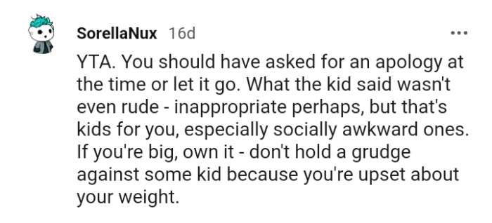 Asking for an apology at the time it happened