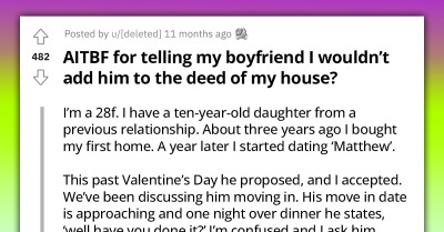 Boyfriend Demands His Future Wife Puts His Name On Her House Deed, Says That A Submissive Wife Is A Prerequisite For A Good Marriage