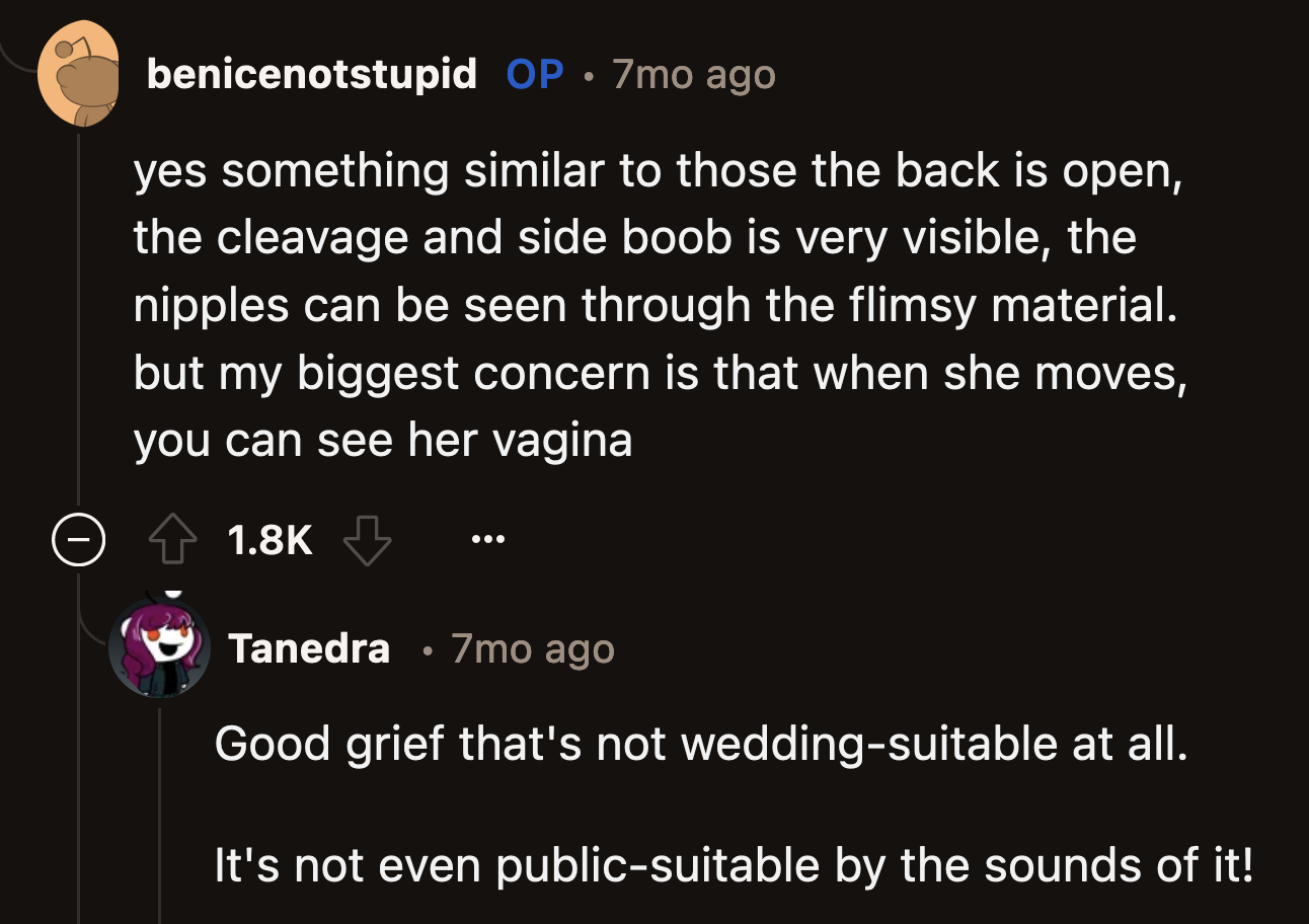 She also elaborated on her specific concerns about her sister's preferred attire for the wedding.