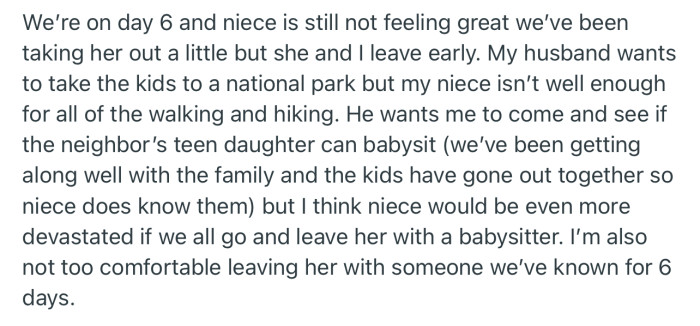 OP’s husband suggested they leave her with their new neighbors to babysit, but OP isn’t comfortable with that