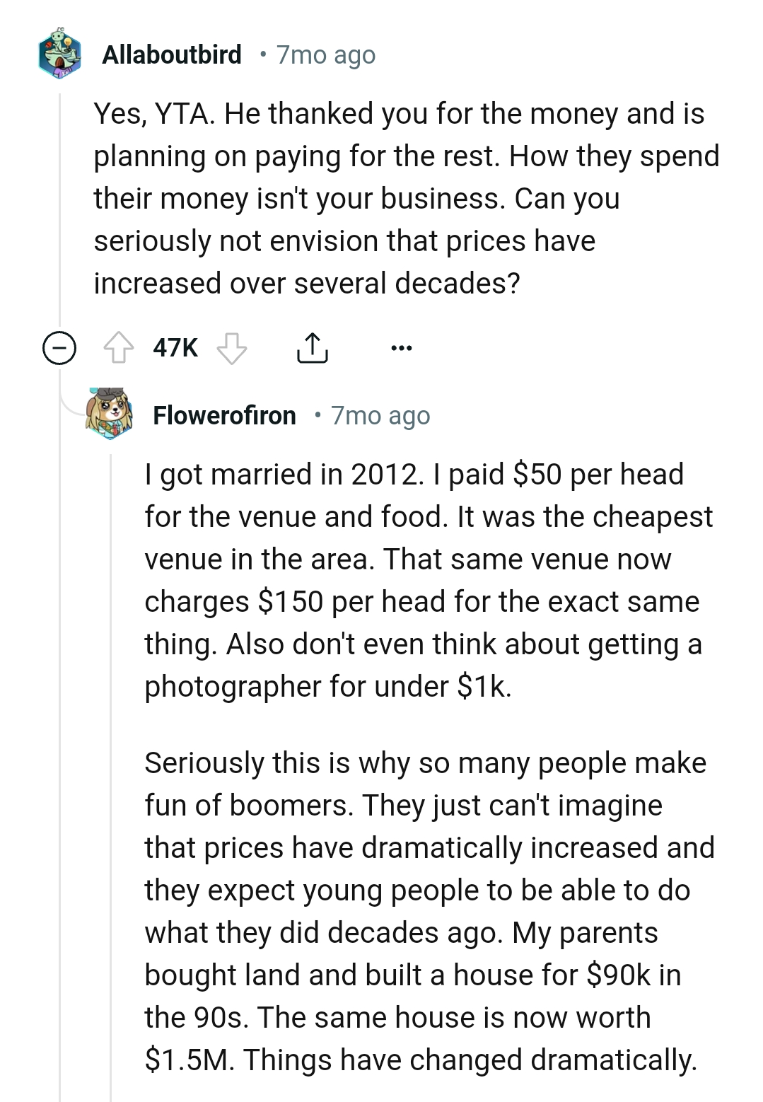 How they choose to spend their money isn't the OP's business