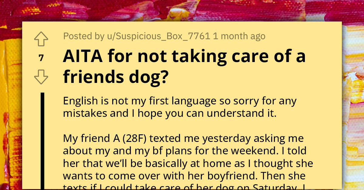 Redditor Called Out By Friend's Boyfriend After Refusing To Watch Their Dog For A Day