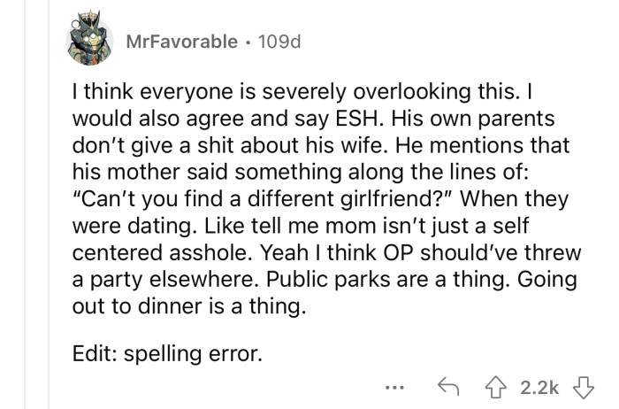 OP should have thrown the party somewhere else.