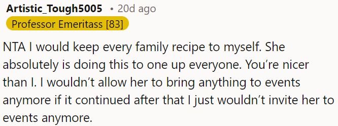 It seems like she's just trying to outshine everyone.