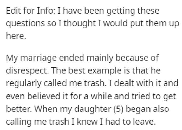 OP provided an edit to the original story in an attempt to clarify things for the people of Reddit