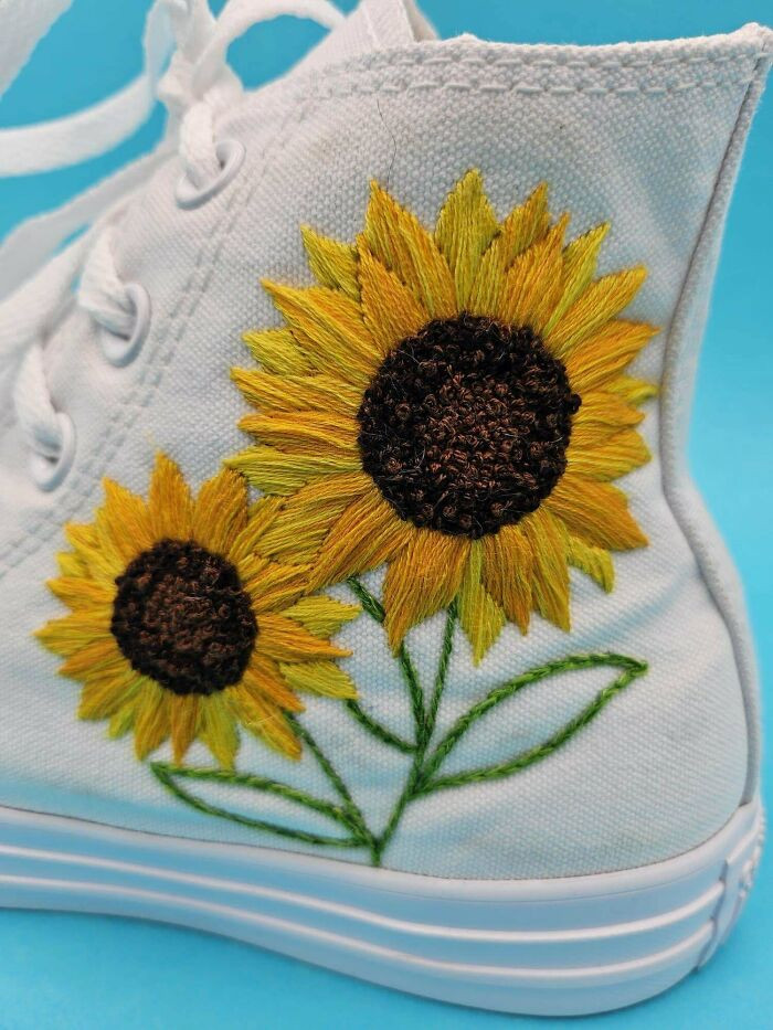 "I Embroidered These Sunflowers Onto Converse"