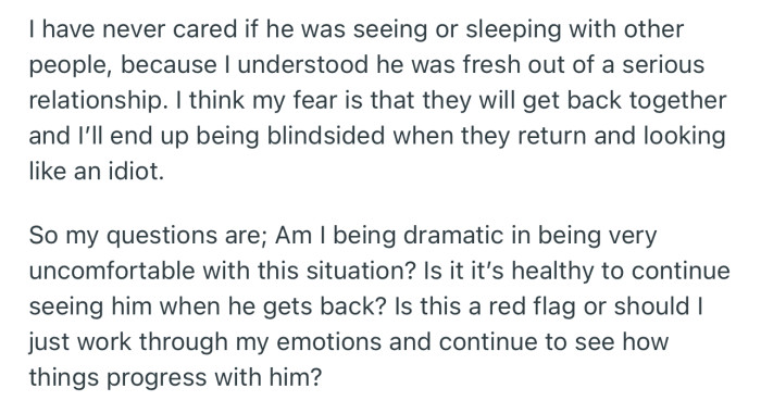 OP is very uncomfortable with this, and fears that she will be left in a limbo soon enough