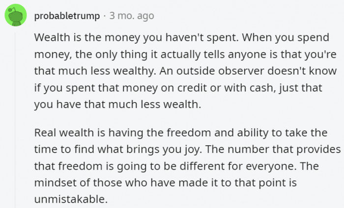 8. Rich and wealthy are two different things