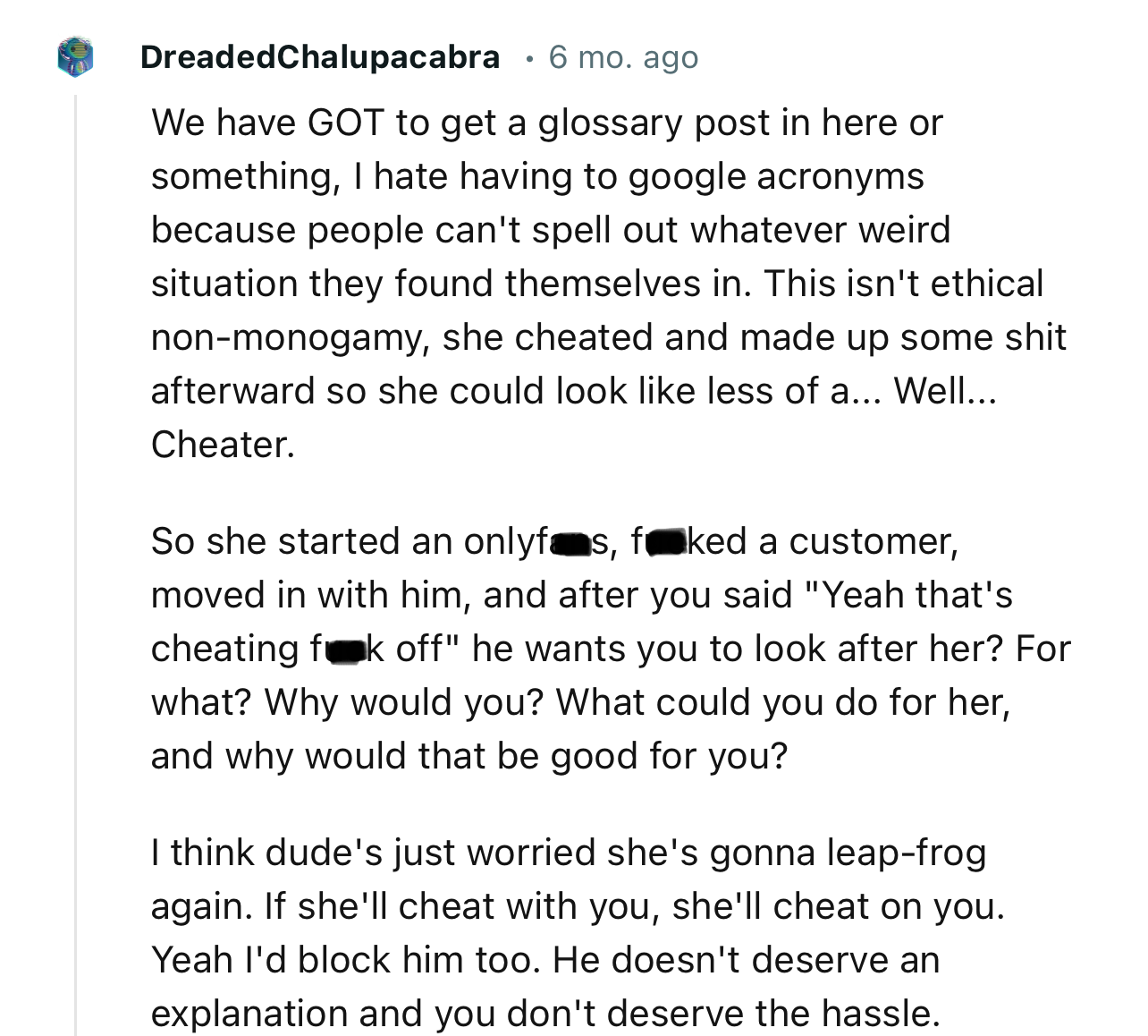 “She Cheated and Made Up Some Stuff Afterward So She Could Look Like Less of a... Well... Cheater.”