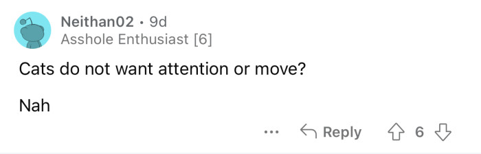 The arguments OP used to defend cats don't make a lot of sense.