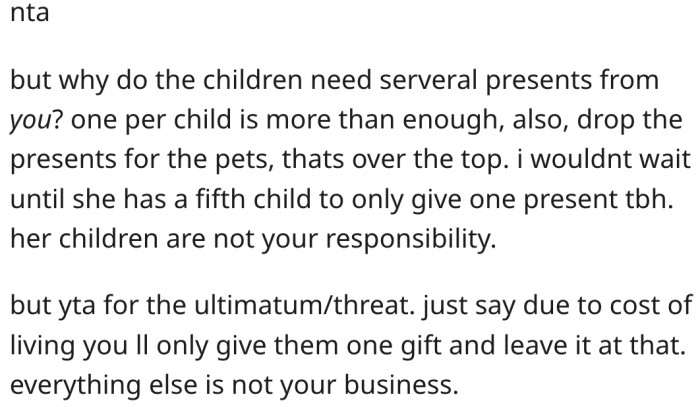 3. Her aunt's children are not her responsibility.