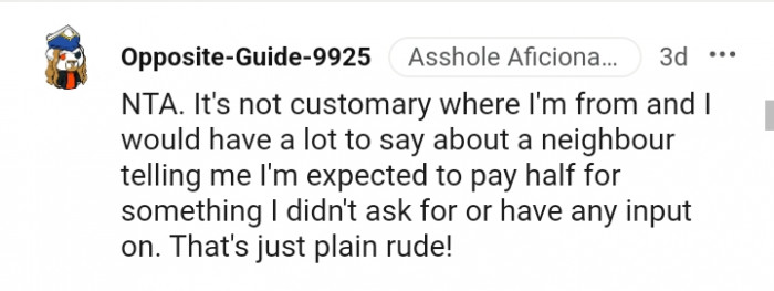 This Redditor would have a lot to say about that kind of neighbor