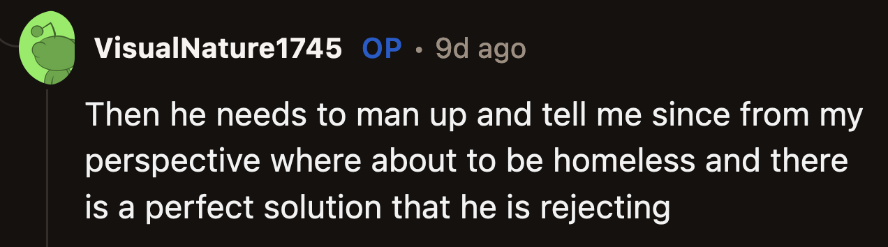 OP said John has to tell her if that were the case.