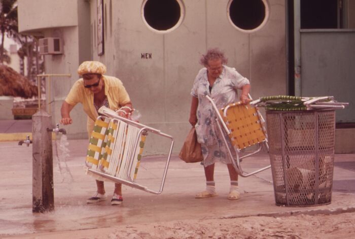 "Members Of The Large Retirement Population Of South Beach These Ladies Live In One Of The Many Residential Hotels That Border The Public Beach, Miami Beach, Dade County, Florida, 1973"