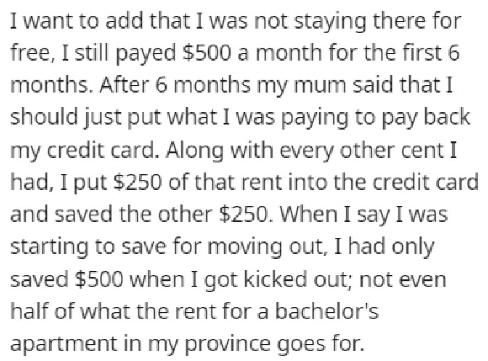 OP pointed out that they weren't staying there for free