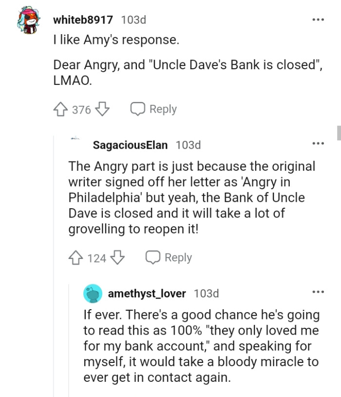 Uncle Dave's Bank Is Closed