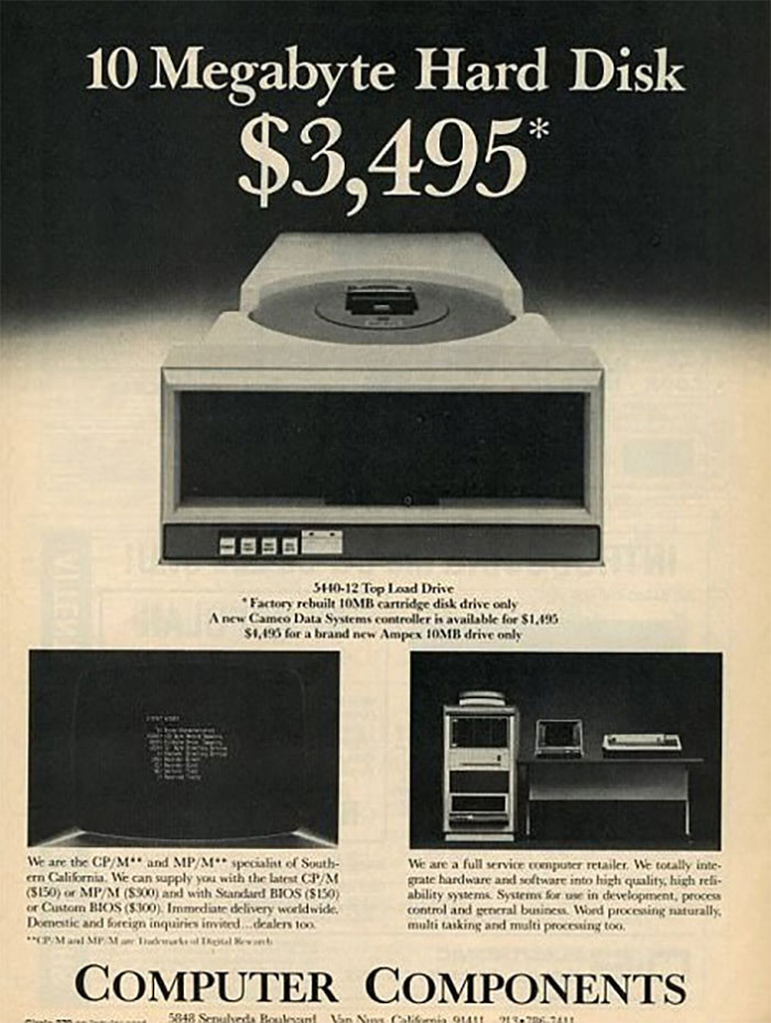22. A 10 Megabyte Hard Drive: $3,500