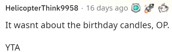 This person put it in very simple terms, but basically said she didn't cry over the candles, but mostly over everything else she's going through.
