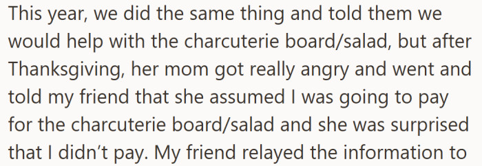 What had always been teamwork turned tense once the mom revealed she assumed the groceries were her responsibility.