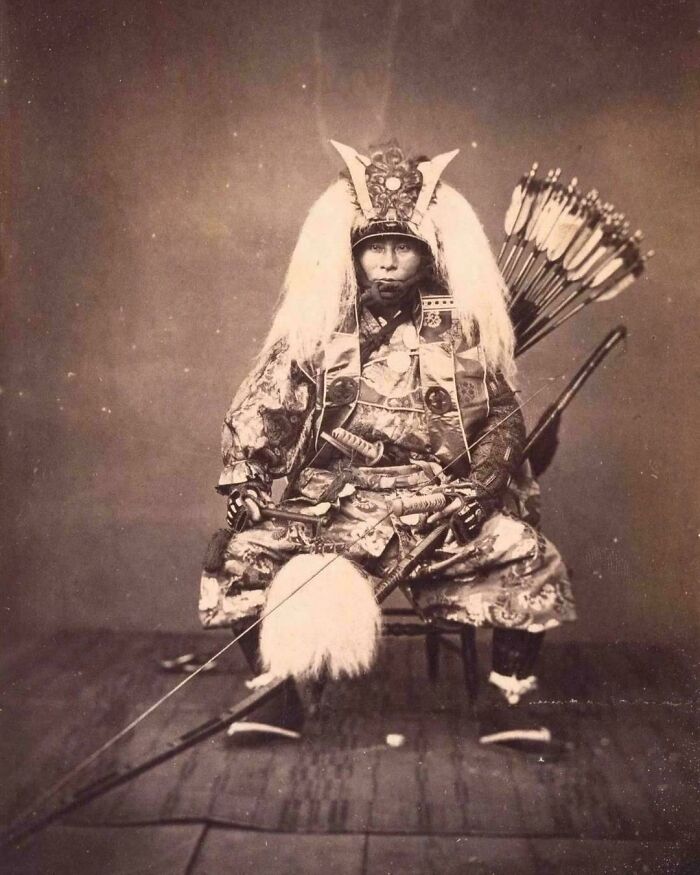 A Samurai With Long Bow, From Satsuma Domain, Japan, 1860