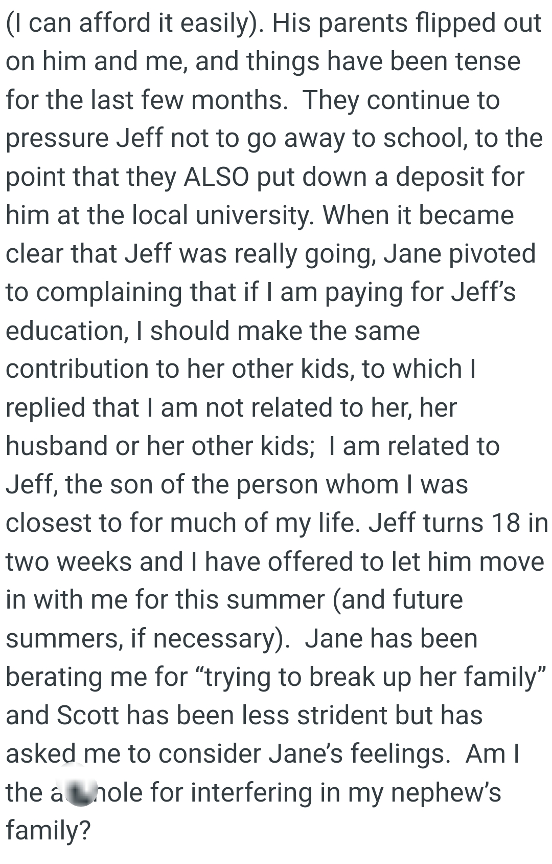 OP is Related to the Son of the Person Whom He Was Closest to for Much of His Life