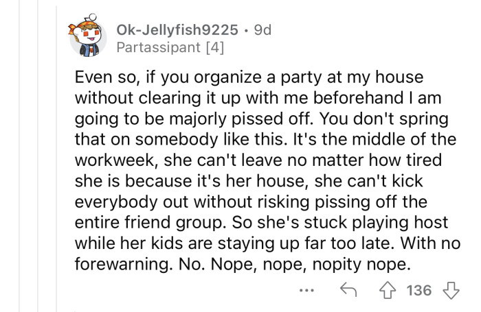 OP was forced into a situation she wasn't ready to deal with.