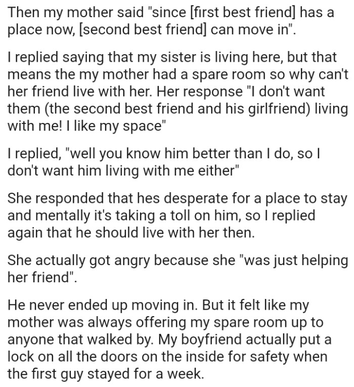 OP's mom actually got angry because she 