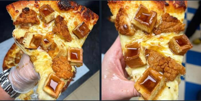 24. Chicken and waffles…pizza…don’t know if it’s creative or just one of those epic cooking fails