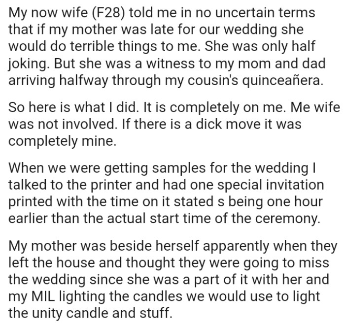 OP made one special invitation printed with the time on it stated as being one hour earlier