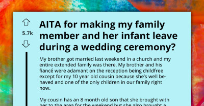 Redditor Faces Backlash For Removing Cousin And Her Noisy Baby From Brother's Wedding Ceremony