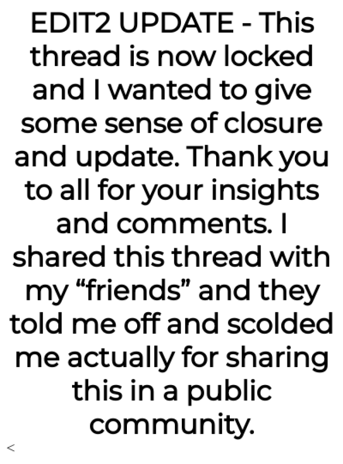 OP kept it coming with updates to let us know how things are going.