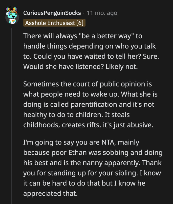 OP is an incredible sister and has nothing to feel guilty about