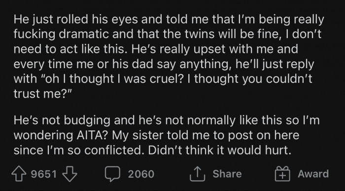 OP was unsure whether she had made the right decision, so she decided to ask the Reddit community.