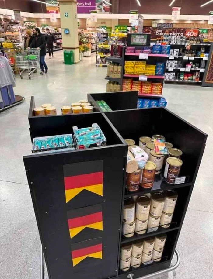 "A Shelf With German Products"