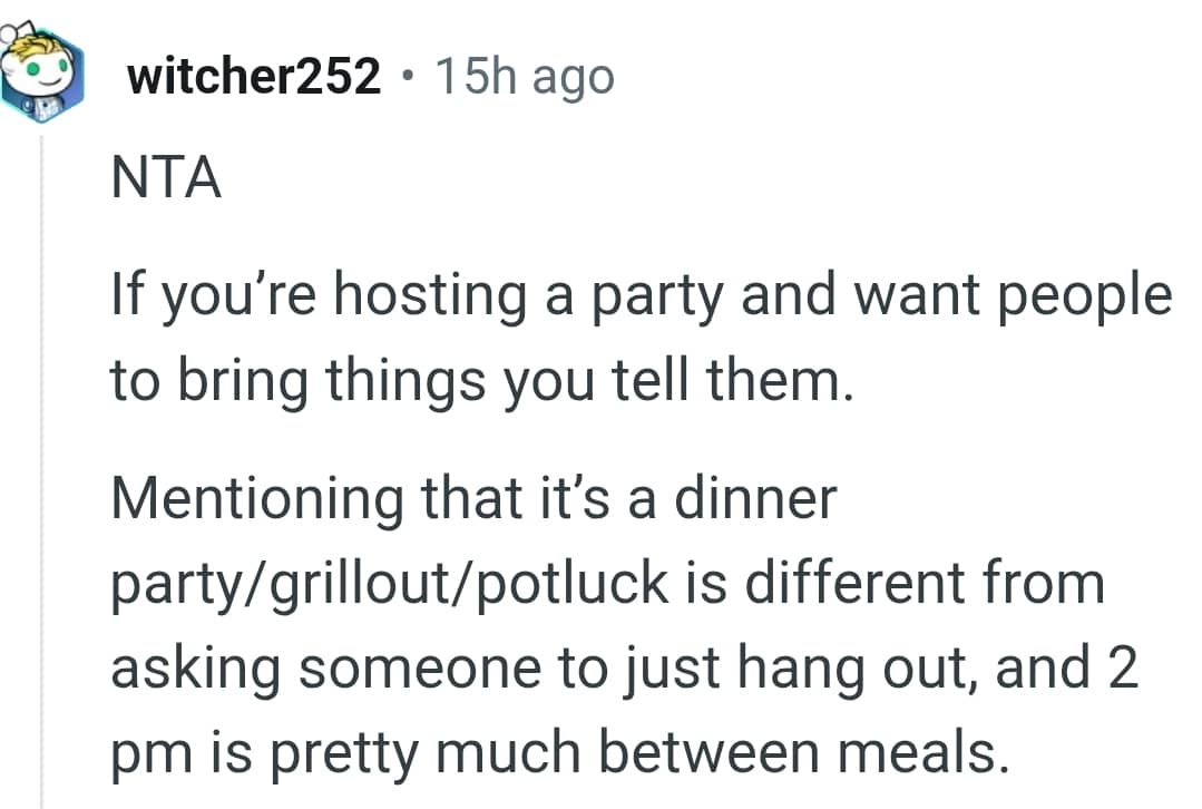 If you want people to bring things to your party, you tell them