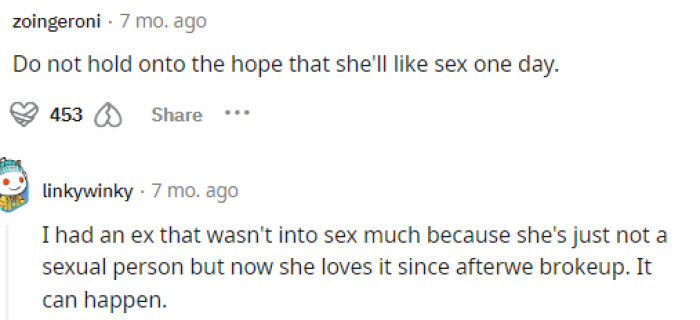There was already a bit of back and forth in the comments regarding the perspectives of different people. Overall, s*x is a tricky subject to discuss.