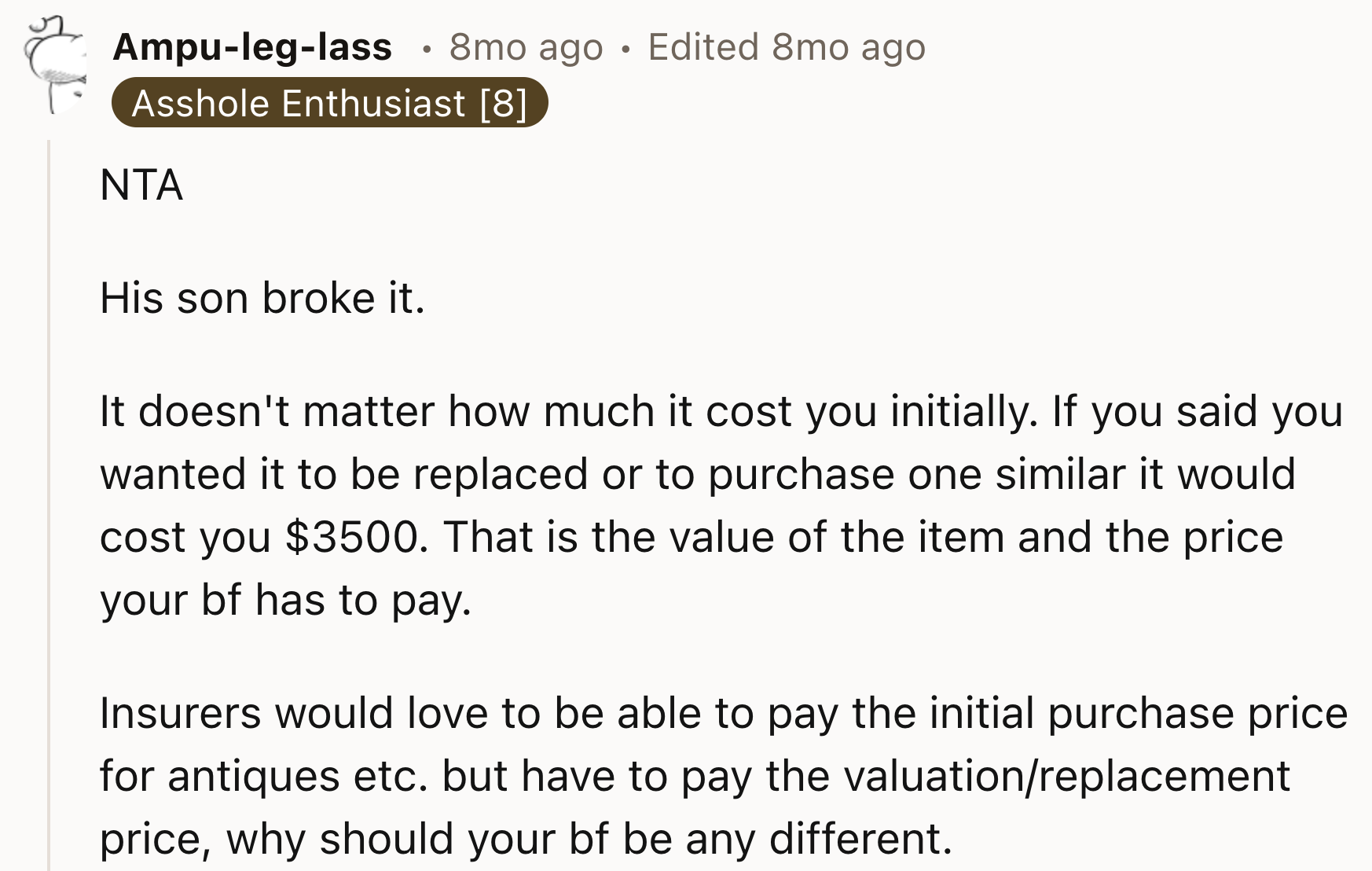 It Doesn't Matter How Much It Cost In The First Place