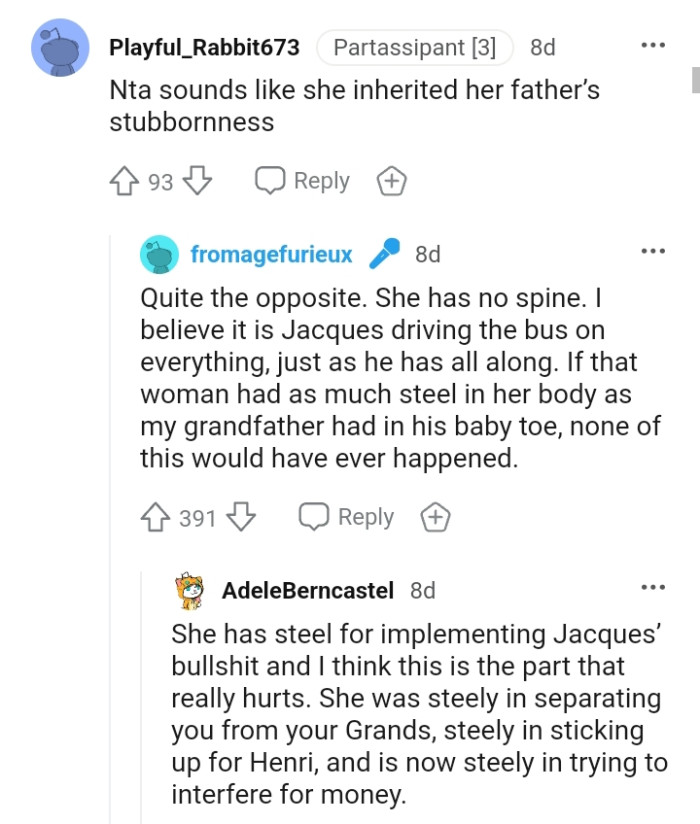 Seems like she inherited the father's stubbornness