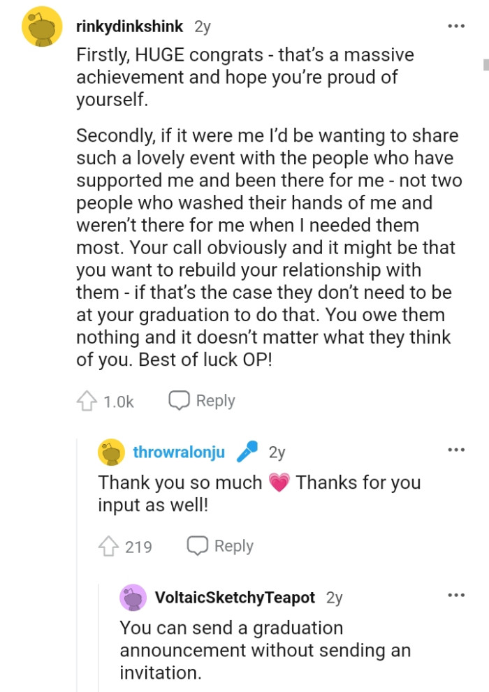 This Redditor is congratulating the OP