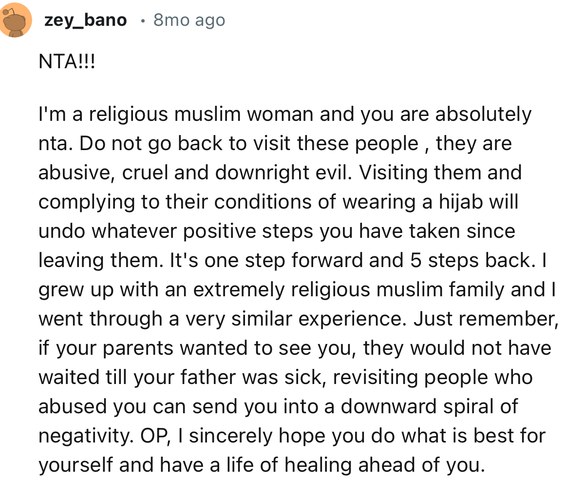 “NTA. Do not go back to visit these people; they are abusive, cruel, and downright evil.”