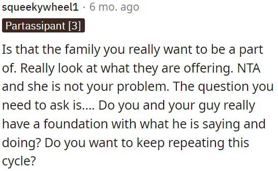 She isn't OP's responsibility.