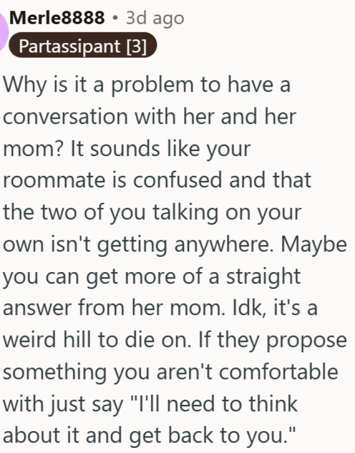 A three-way conversation could solve what two people clearly cannot